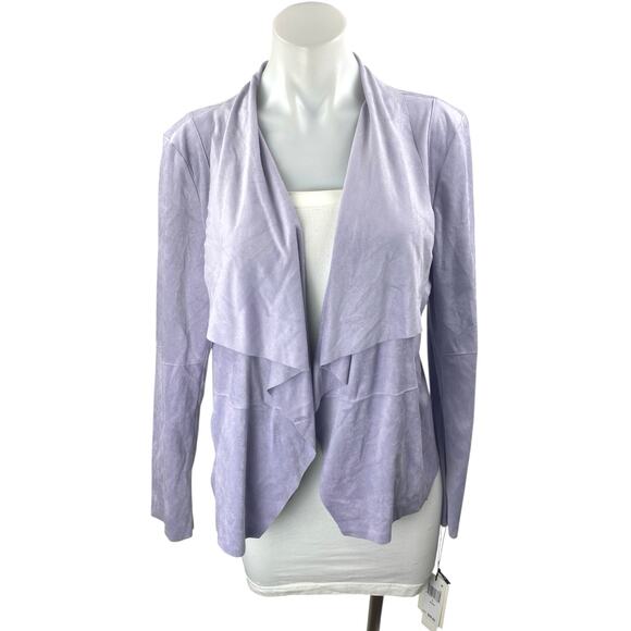 NWT Bagatelle Purple Faux Suede Drape Open Front Long Sleeve Coat Jacket Size L - Picture 1 of 5